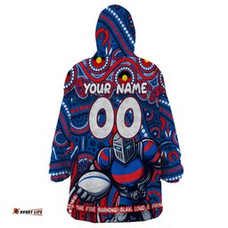 custom australia naidoc week 2024 wearable blanket hoodie newcastle knights mascot keep the fire burning dt02