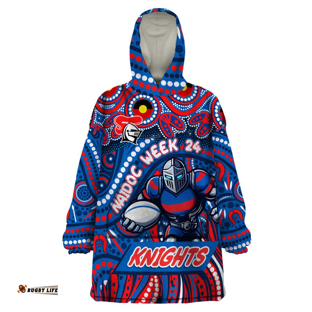 custom australia naidoc week 2024 wearable blanket hoodie newcastle knights mascot keep the fire burning dt02