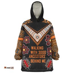 Australia Aboriginal Snug Hoodie - Walking with 3000 Ancestors Behind Me Black and Orange Patterns Snug Hoodie