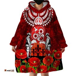 new zealand anzac waitangi day wearable blanket hoodie hei tiki and soldier lt03