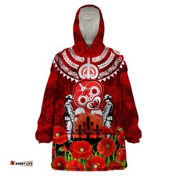 new zealand anzac waitangi day wearable blanket hoodie hei tiki and soldier lt03