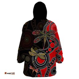 aboriginal dragonfly wearable blanket hoodie red style