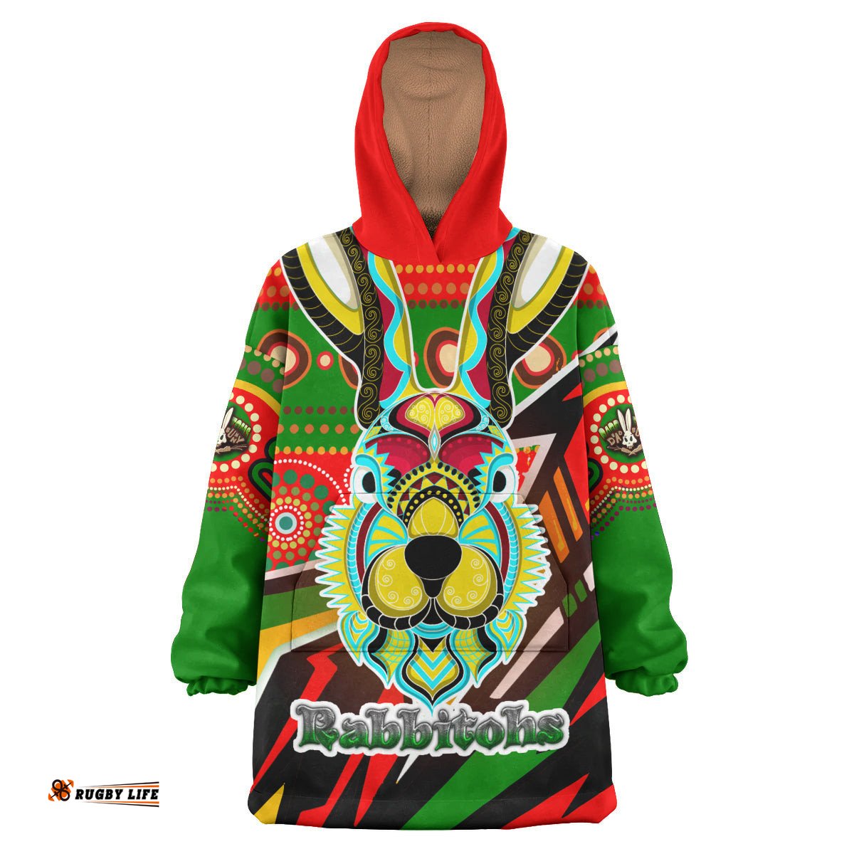 rabbitohs aboriginal rugby snug hoodie indigenous rabbitohs soul with aboriginal culture oodie blanket