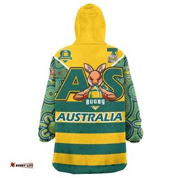 australian rugby sevens mens squad snug hoodie custom kangaroo mascot rugby aboriginal lines style oodie blanket