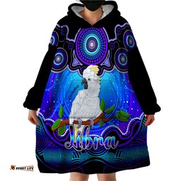 personalised australia libra cockatoo zodiac wearable blanket hoodie auz astrology aboriginal blue