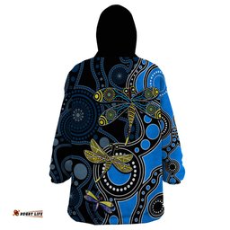 aboriginal dragonfly wearable blanket hoodie blue style