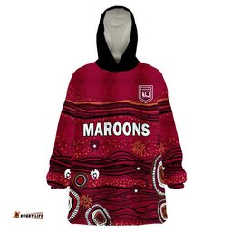 qld maroons rugby wearable blanket hoodie indigenous