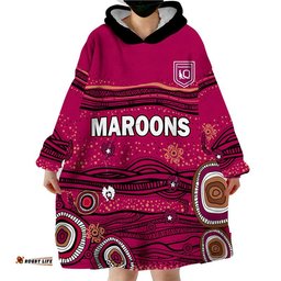 qld maroons rugby wearable blanket hoodie indigenous