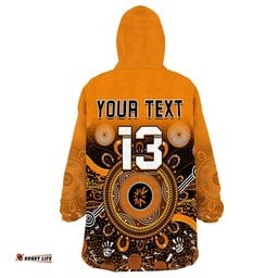 custom text and number perth scorchers wearable blanket hoodie aboriginal sunshine