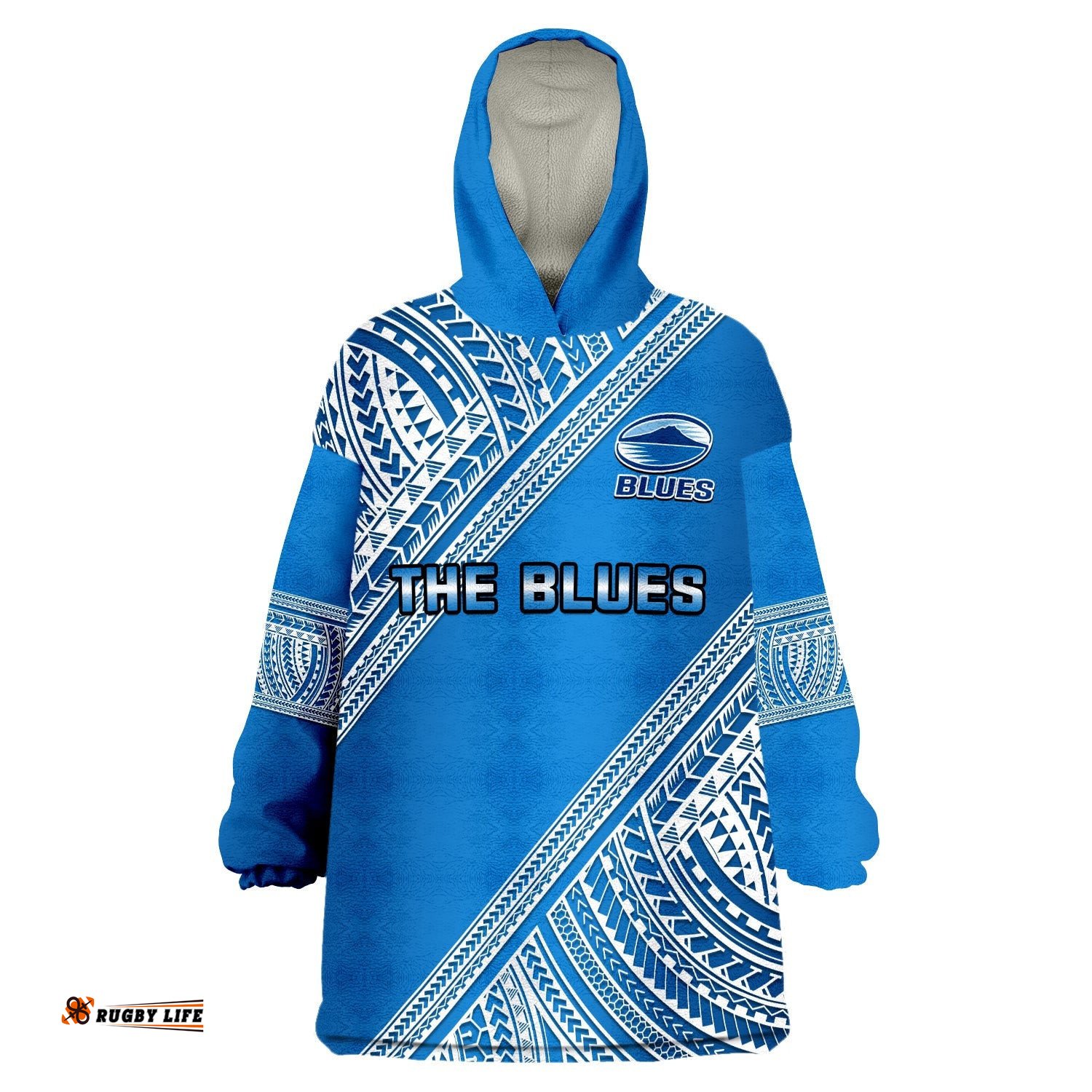 blues rugby wearable blanket hoodie aotearoa super auckland polynesian pattern