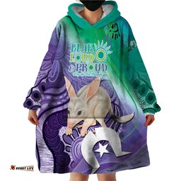 vivid bilby naidoc 2024 wearable blanket hoodie macrotis aboriginal art style