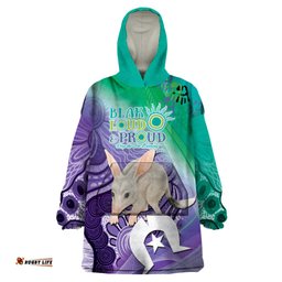 vivid bilby naidoc 2024 wearable blanket hoodie macrotis aboriginal art style