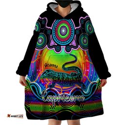 personalised australia capricorn goanna zodiac wearable blanket hoodie auz astrology aboriginal rainbow
