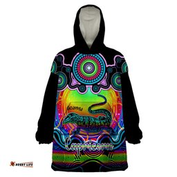 personalised australia capricorn goanna zodiac wearable blanket hoodie auz astrology aboriginal rainbow