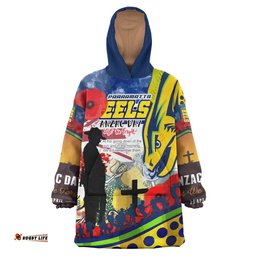 eels rugby australia anzac day lest we forget custom snug hoodie remembrance eels with anzac poppy watercolour style oodie blanket