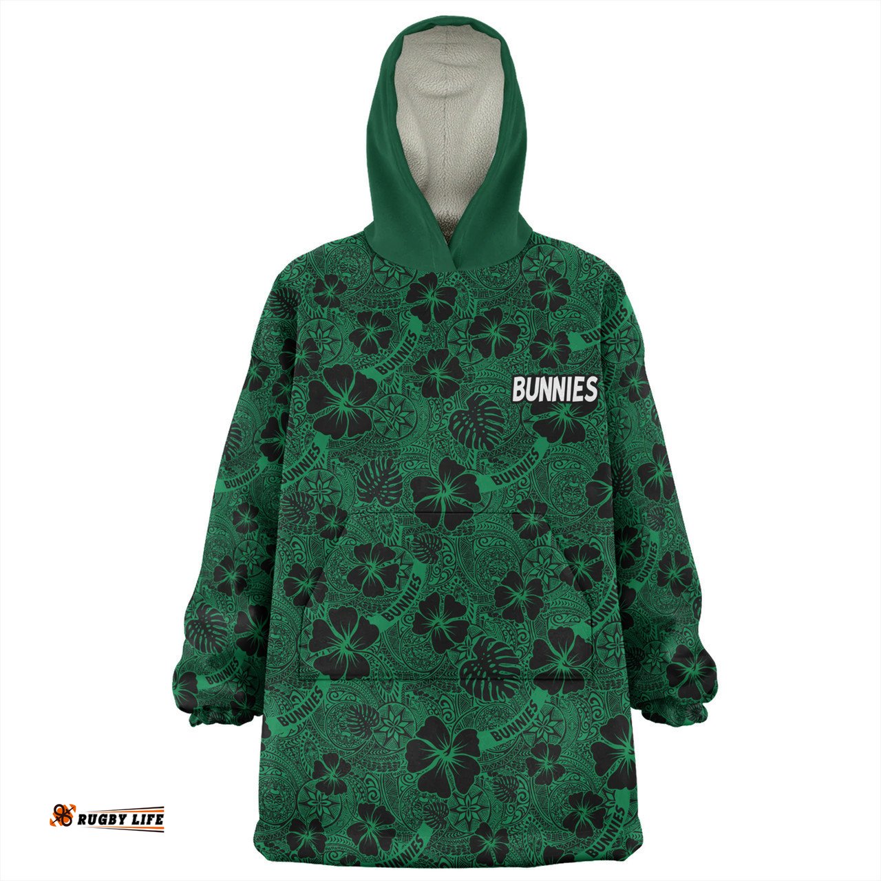 South Sydney Rabbitohs Snug Hoodie - Scream With Tropical Patterns