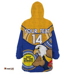 custom afl eagles naidoc week wearable blanket hoodie keep the fire burning indigenous art