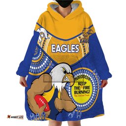 custom afl eagles naidoc week wearable blanket hoodie keep the fire burning indigenous art