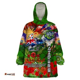 personalised australia rugby raiders anzac wearable blanket hoodie canberra scratch style dt02