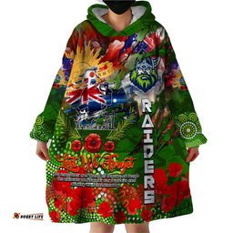 personalised australia rugby raiders anzac wearable blanket hoodie canberra scratch style dt02