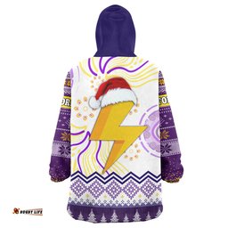 Melbourne Storm Christmas Snug Hoodie - Custom Melbourne Storm Christmas And Aboriginal Patterns Oodie Blanket