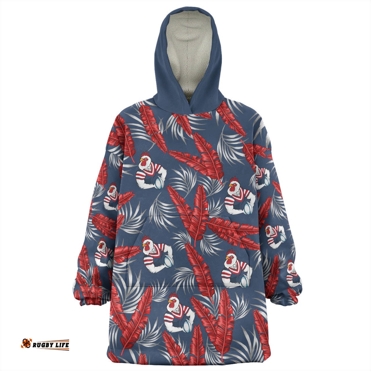 Sydney Roosters Custom Snug Hoodie - Tropical Patterns Sydney Roosters Snug Hoodie