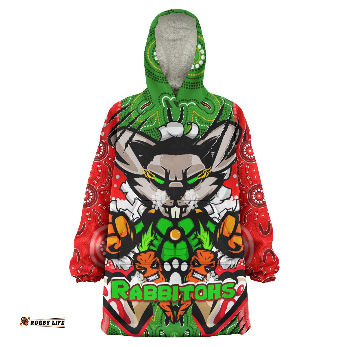 rabbitohs aboriginal rugby snug hoodie rabbitohs stand above the rest scratch style oodie blanket