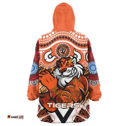 Wests Tigers NAIDOC Week Snug Hoodie - Custom Traditional Custodians Tigers "Get Up, Stand Up, Show Up" Oodie Blanket