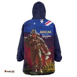 Australia Anzac Day Snug Hoodie - Custom Lest We Forget Rosemary Soldier Anzac Spirit Oodie Blanket