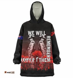 australia anzac day wearable blanket hoodie anzac day soldier we will remember them wearable blanket hoodie red
