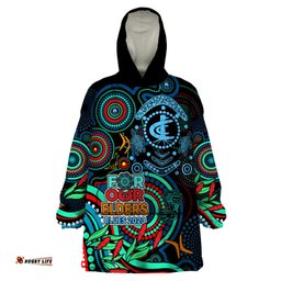 carlton blues football aboriginal art wearable blanket hoodie naidoc indigenous tribal