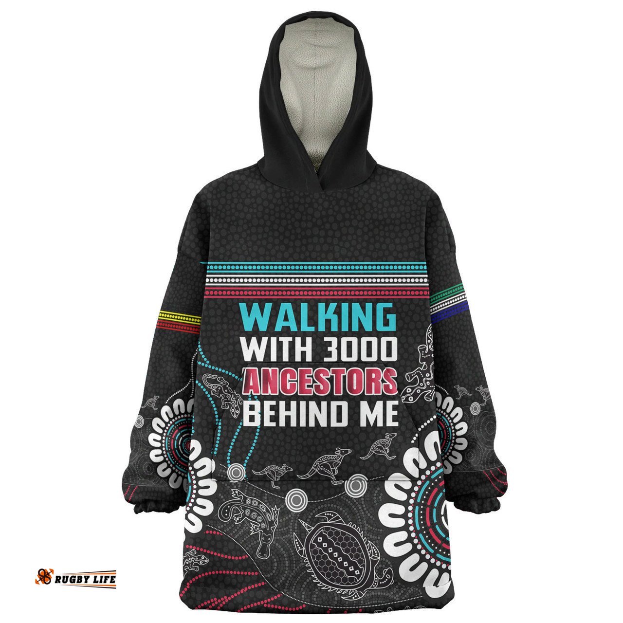 Australia Aboriginal Snug Hoodie - Walking with 3000 Ancestors Behind Me Black Snug Hoodie