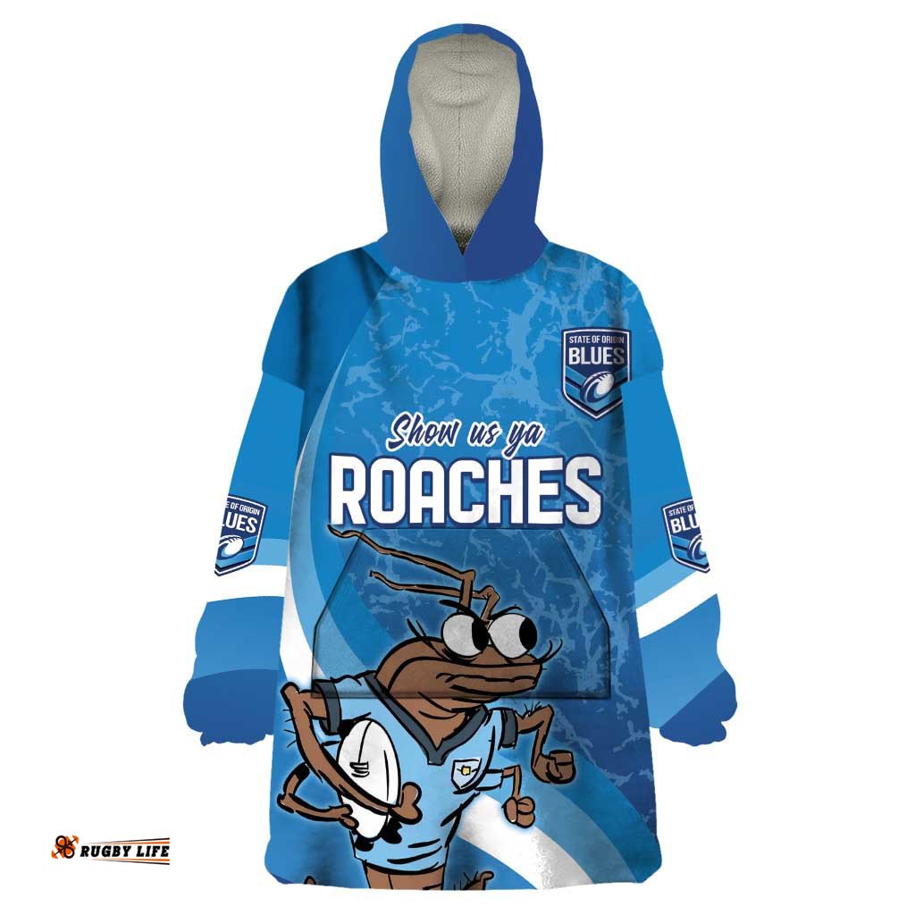 custom nsw cockroaches blues wearable blanket hoodie new south wales origin no1