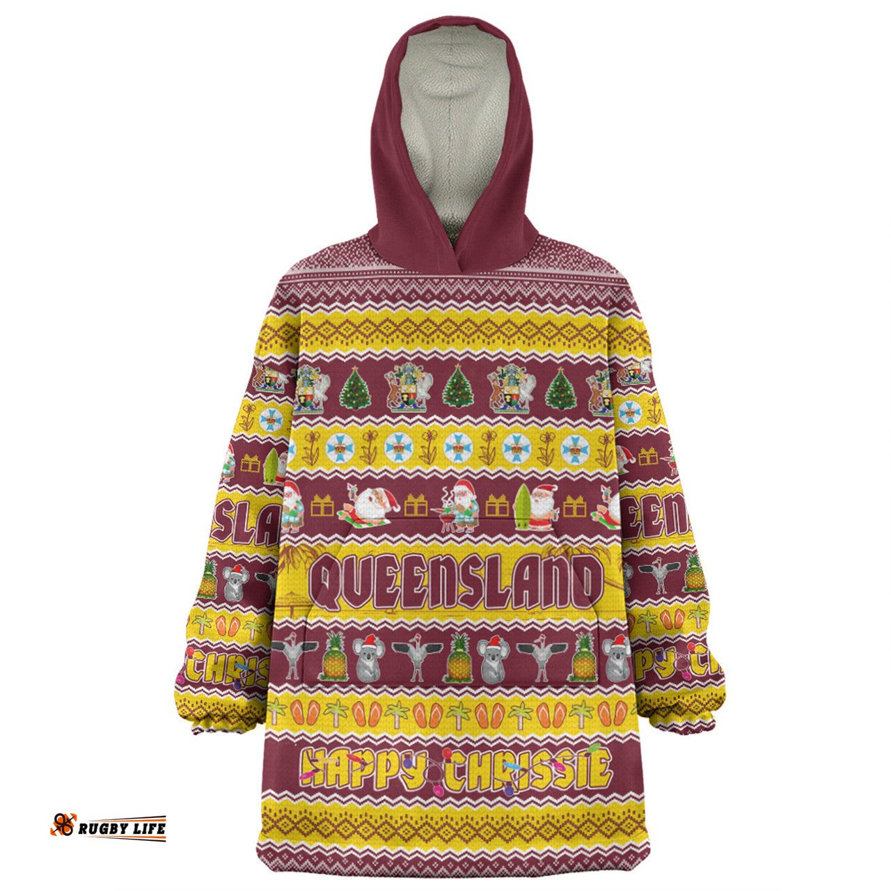 Queensland Christmas Custom Snug Hoodie - Happy Chrissie Ugly Style Snug Hoodie