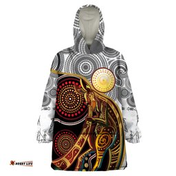 aboriginal kangaroo pattern dot art wearable blanket hoodie ts04