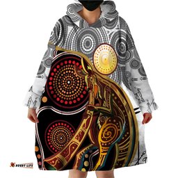 aboriginal kangaroo pattern dot art wearable blanket hoodie ts04