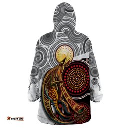 aboriginal kangaroo pattern dot art wearable blanket hoodie ts04