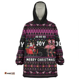 Australia Christmas Custom Snug Hoodie - Aussie Christmas Pink Flamingo Santa Sleigh Snug Hoodie
