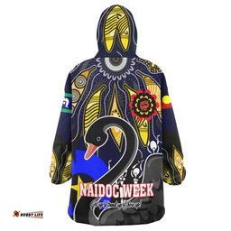 force rugby snug hoodie celebrate naidoc week get up stand up show up black swan with aboriginal patterns oodie blanket
