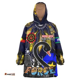 force rugby snug hoodie celebrate naidoc week get up stand up show up black swan with aboriginal patterns oodie blanket