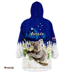 australia day wearable blanket hoodie koala sydney opera house flag color