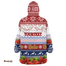 Sydney Roosters Chrstmas Snug Hoodie - Custom Sydney Roosters Ugly Christmas Knitted Oodie Blanket