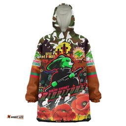 rabbitohs rugby camouflage anzac poppy snug hoodie souths anzac lest we forget spirit oodie blanket