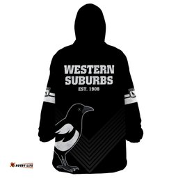 western suburbs magpies rugby wearable blanket hoodie simple style