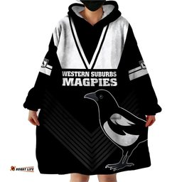 western suburbs magpies rugby wearable blanket hoodie simple style