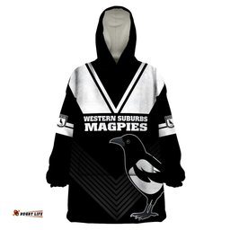 western suburbs magpies rugby wearable blanket hoodie simple style