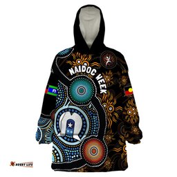 naidoc week 2024 aussie aboriginal wearable blanket hoodie sparks of fire