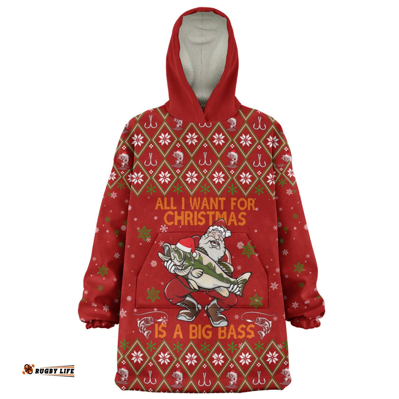 Australia Christmas Fishing Custom Snug Hoodie - All I Want For Christmas Is A Big Bass Snug Hoodie