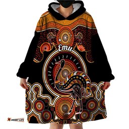 personalised australian astrology wearable blanket hoodie aboriginal emu zodiac sign