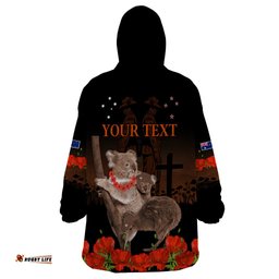 koala and kiwi bird anzac day custom wearable blanket hoodie soldier style